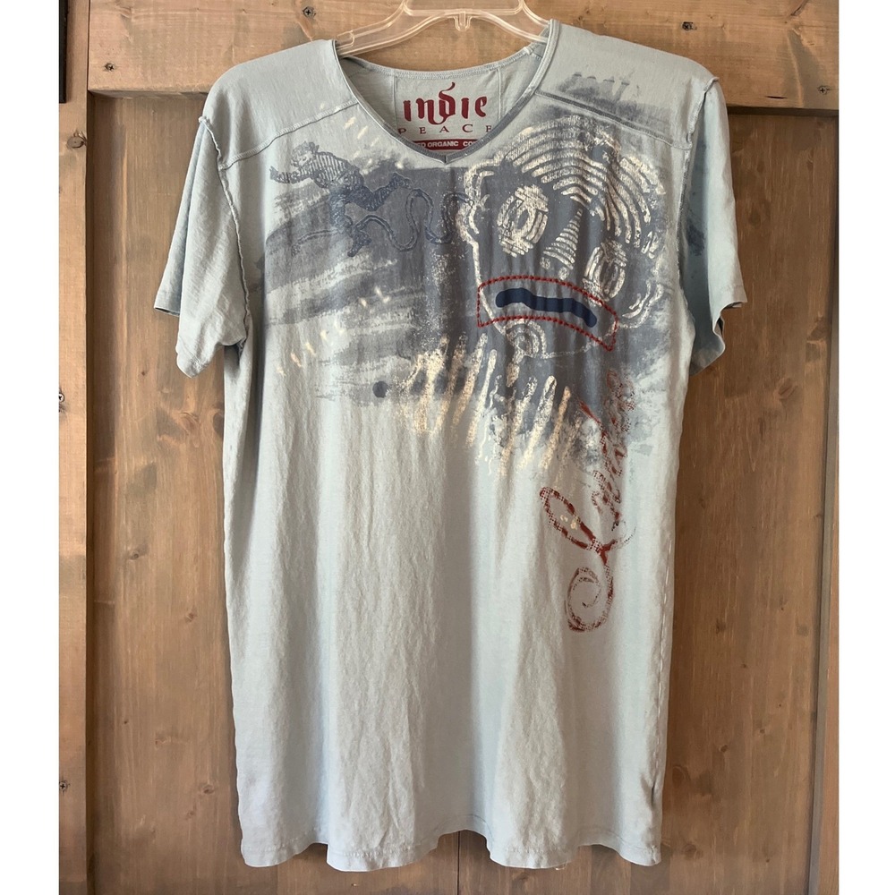 Indie Peace Graphic T-Shirt 100% Organic Cotton USA Size XL Y2K Surrealism Art